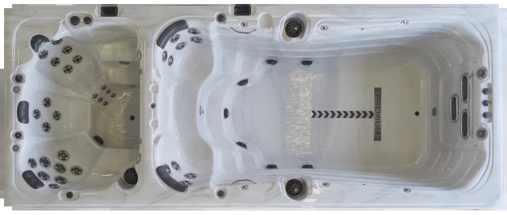 Garden Leisure GL Premium 19 manufacturer view showing the swim area and seating