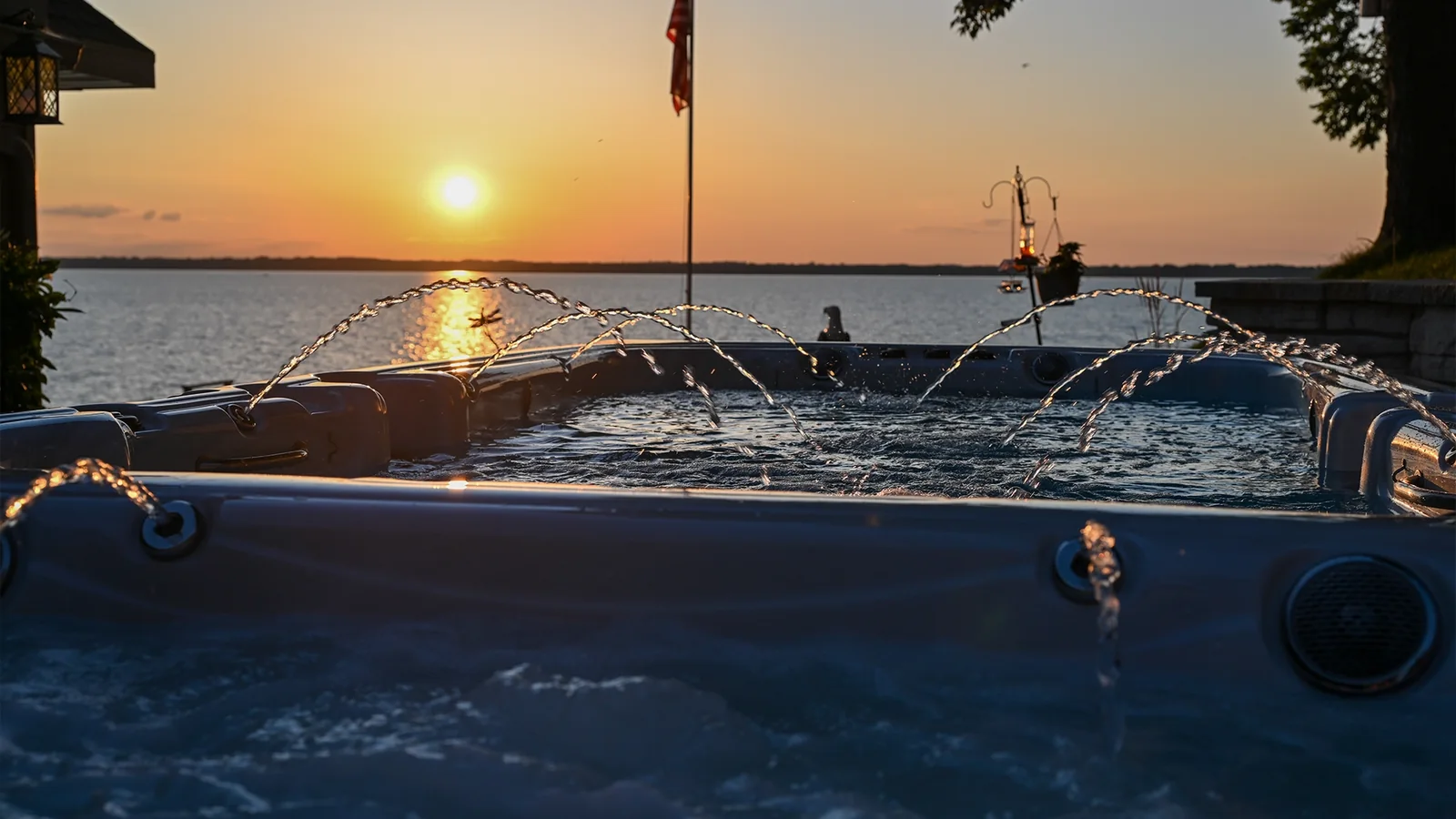 Garden Leisure manufacturer photograph of a swim spa in an outdoor setting