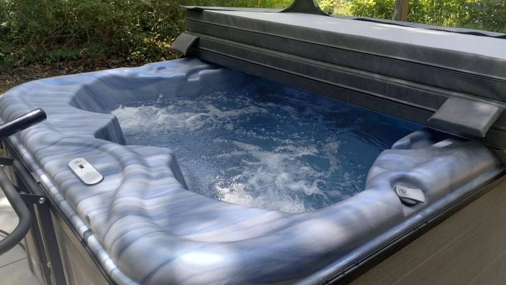 Nordic hot tub filled and running after installation by The Pool Store