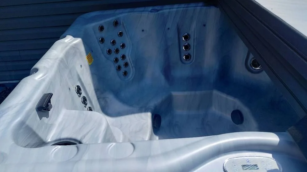 Nordic hot tub seating from a Pool Store delivery project